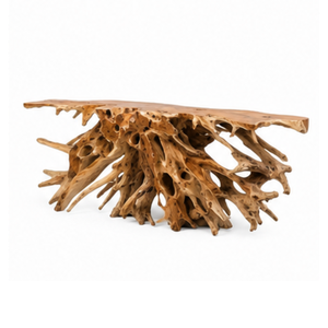 Ensemble de table en racine de teck rustique de luxe artisanal, tabourets en bois naturel, meubles de salon, villas, cafés, non pliable - Product Image 2