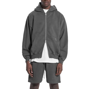 OEM personnalisé vintage sweat à capuche zippé surdimensionné unisexe jogging survêtements en coton survêtement deux pièces pantalon ensemble hommes 2025 motif imprimé - Product Image 1