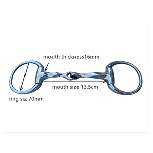 Bocado de acero inoxidable tipo Eggbutt con articulación retorcida para caballo, 5 pulgadas de longitud de boca - Product Image 2