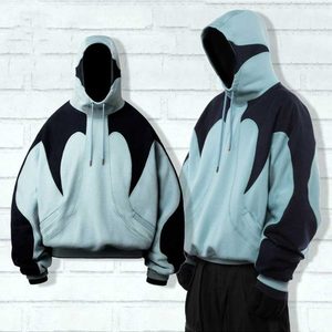 Sweat-shirt à capuche tendance OEM personnalisé bicolore coupe classique pour homme en molleton épais 100 % coton, streetwear d'hiver - Product Image 6