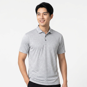 เสื้อโปโลแขนสั้นผู้ชายสีเทาแบบถักเนื้อผ้าระบายอากาศสไตล์ลำลอง - Product Image 3