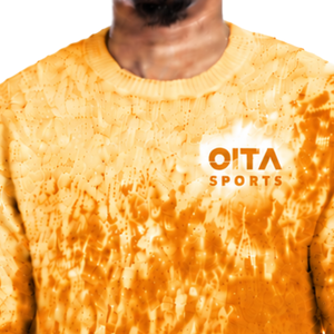 Golden Yellow and White Gradient <b>Men</b> <b>Sweater</b> Crew <b>Neck</b> Long Sleeve Knitted Pullover Custom Casual Streetwear Winter Fashion - Product Image 3