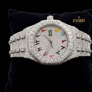 Montre de luxe unisexe à tourbillon en moissanite glacée, personnalisée, octogonale, en acier inoxydable, avec cristal saphir et mouvement à quartz pavé de diamants - Product Image 3