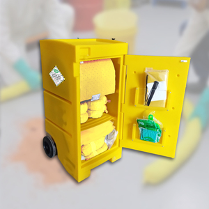 Yellow Chemical Spill Response Kit with Wheelie Cart 100L Emergency Absorbent Kit for Factory Warehouse Workshop - Product Image 1