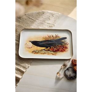 Handcrafted Metal Rectangular <b>Serving</b> <b>Tray</b> with Vintage Sacred Heart Print, <b>Gold</b> Rim Decorative <b>Tray</b> for Home Decor, 1 pc <b>Trays</b> - Product Image 4