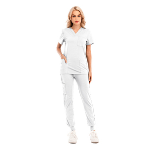 2026 Top Trendy <b>Women</b> <b>Black</b> V Neck Scrub Set Cotton Polyester Woven Hospital Uniform <b>Pants</b> Spandex Medical Scrubs - Product Image 4