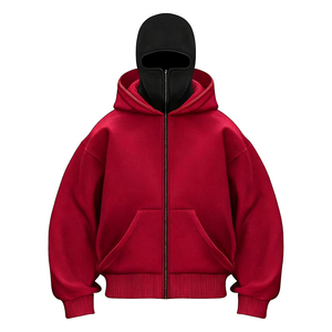 Sweat-shirt à capuche en polaire Sherpa épais pour homme, personnalisé, avec fermeture éclair quart de tour et masque ninja pour l'hiver - Product Image 4