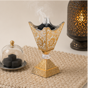 Arabic Gold Bakhoor Burner Metal Floral Mabkhara Oud Incense Holder Crystal Accent Middle Eastern Home <b>Decor</b> Wholesale Ramadan - Product Image 6