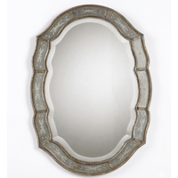 Miroir mural d'appoint classique de style baroque vénitien | Miroir décoratif en verre avec cadre sculpté orné vintage pour salon de luxe, entrée