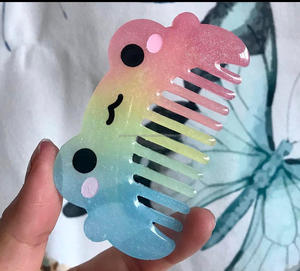 Custom Personalized Hair <b>Comb</b> Preserved Flowers Oak <b>Wood</b> Christmas Design Women's Gift with Logo for Salon Use Horn Handle - Product Image 5