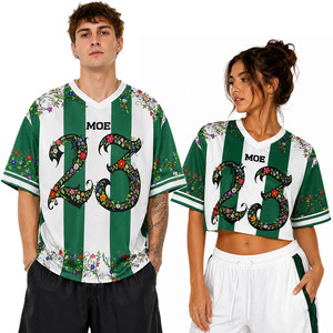 Maillot de football américain unisexe personnalisé à rayures florales, coupe oversize et courte, en mesh, qualité supérieure, léger, streetwear, OEM - Product Image 1