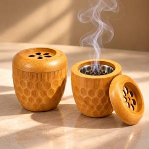 Brûleur à Bakhoor en bois fait main de luxe à motif martelé, porte-encens Oud arabe, décoration élégante pour la maison, cadeau haut de gamme, religieux - Product Image 1