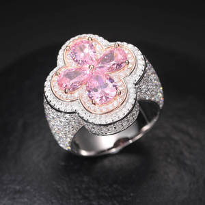 Nuevo Anillo de Moissanita Rosa con Incrustaciones de Diamantes, Anillo de Plata de Alta Calidad para Hombre, Joyería Fina - Product Image 1