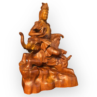 Statue artisanale en bois de santal du Bodhisattva Samantabhadra, motif Feng Shui, décoration religieuse pour table, maison ou bureau