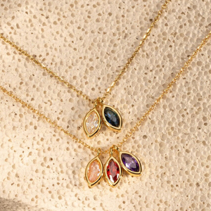 Women's 18K Gold Plated Pendant Necklace With Marquise Cut Zircon Stones Water <b>Drop</b> Design Minimalist <b>Box</b> Chain Everyday Wear - Product Image 3