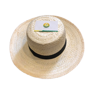Chapeau de paille en herbe pour la plage, le camping et la pêche Chapeau en feuille de palmier avec logo personnalisé OEM avec ruban pour parasol quotidien - Product Image 1
