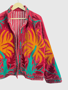 Veste en lin brodée de fleurs, col montant, manches longues, style Prairie Chic, vêtements de printemps pour femmes - Product Image 4