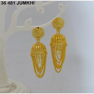 Ensemble de boucles d'oreilles pendantes à franges superposées en or plaqué or indien, bijoux, boucles d'oreilles à chaîne, couleur unie, Dubaï, Turquie, Bollywood - Product Image 1