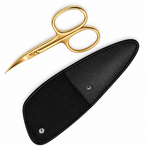 Tijeras para Cutículas de Acero Inoxidable Premium con Hoja Curva y Estuche de Cuero Negro para un Cuidado Preciso de las Uñas - Product Image 3
