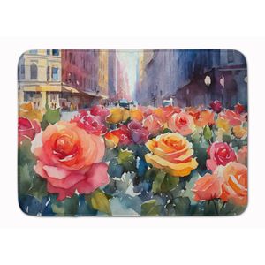 New York Roses Aquarelle Mousse À Mémoire Tapis De Bain Lavable En Machine Anti-Fatigue Cuisine Tapis Confort Coussin pour Bain Cuisine Utilisation - Product Image 1