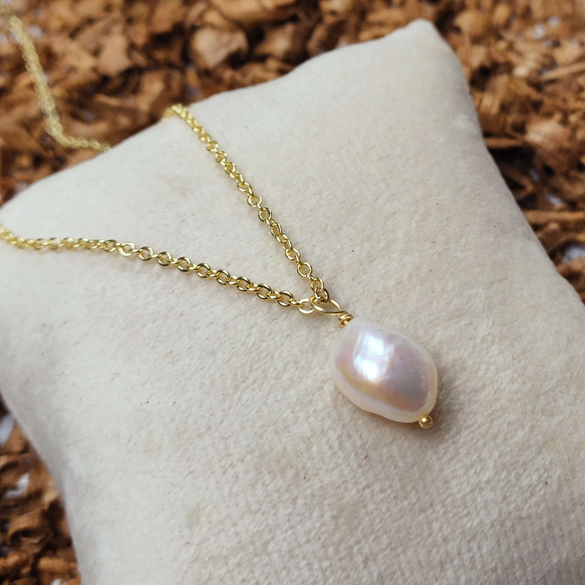 Natural Freshwater Pearl Pendant Necklace 12-15mm Natural Pearl 925 Sterling Silver Wire Wrapped Charm Necklace Silver Pendant's