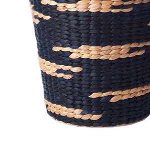 Oval Water Hyacinth Basket with Black Woven Pattern Decorative <b>Storage</b> Basket for Blanket <b>Cushion</b> Laundry <b>Storage</b> - Product Image 2