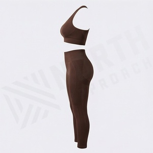 <b>Plus</b> <b>Size</b> Seamless Yoga Wear Bra Legging Set Lace <b>Belt</b> Antibacterial Workout Two Piece Gym Activewear Custom Color - Product Image 3