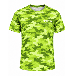 <b>Lime</b> <b>Green</b> Camo T <b>Shirt</b> Men Short Sleeve Crew Neck Camouflage Print Athletic Fitness Training Gym Workout Performance Sportswear - Product Image 1