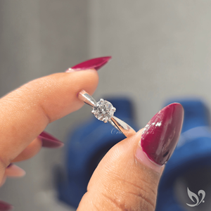 <span class=keywords><strong>Anello</strong></span> <span class=keywords><strong>solitario</strong></span> con diamante rotondo da 0,5 <span class=keywords><strong>carati</strong></span> coltivato in laboratorio, montatura a stelo sottile in oro bianco 10K, elegante <span class=keywords><strong>anello</strong></span> di fidanzamento. - Product Image 5