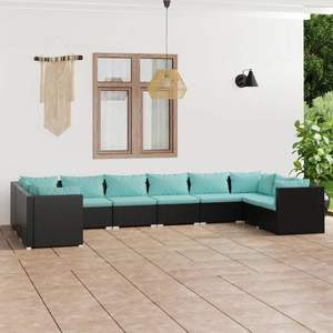 Conjunto Modular Grande para Jardín en Ratán Sintético Negro, Muebles Modulares de Exterior de Primera Calidad - Product Image 1