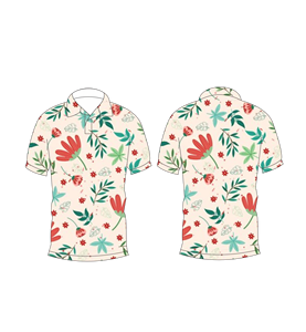 Polo pour homme à imprimé floral crème, décontracté, à manches courtes, tendance estivale - Product Image 3