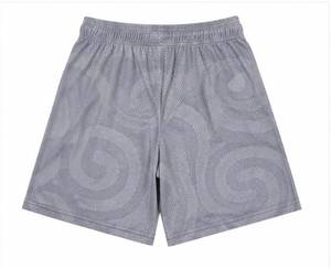 Shorts de basket-ball gris en maille pour hommes avec impression numéro 1, taille élastique mi-haute, respirants, séchage rapide, en polyester, shorts de sport formels - Product Image 2