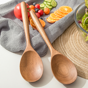 Services à salade en bois à manga poli et émail, lot de 5, avec plateau rond, assortis - Product Image 6