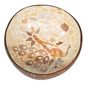 Cuenco de Coco Lacado Azul Costero - Incrustaciones de Concha Iridiscente - Decoración Artesanal Estilo Playa - Product Image 2