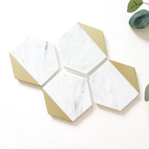 Juego de posavasos modernos de mármol y oro, elegantes posavasos para bebidas, decoración elegante para el hogar y la cocina, regalo. - Product Image 1