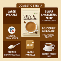 Mélange de café à la stévia, sans sucre, 9,5 g x 30 bâtonnets, boîte sans sucre, goût sucré, OEM de Corée