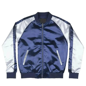Men's Stand Collar Front Zipper Satin Bomber <b>Jacket</b> Customized Best Design High Quality Long <b>Lining</b> Breathable - Product Image 5