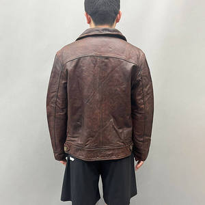 Chaqueta Safari de Invierno para Hombre, Recubierta de Mezclilla, Cuero Genuino, Grosor Estándar, Cuello Alto, Impermeable, con Botones de Cuerno y Diseño Estampado - Product Image 5