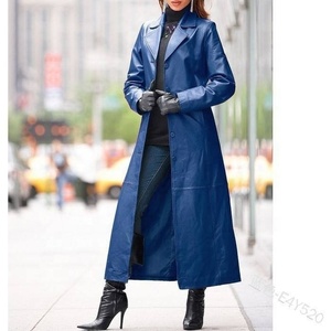 Manteau long en similicuir PU pour femme, trench-coat classique avec ceinture, vêtement d'extérieur élégant pour la mode automne-hiver - Product Image 5