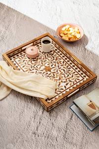 Handmade Wooden Inlaid Rectangle Tray – Luxury Bone Inlay Serving Tray utility tray food serving tray - Product Image 1