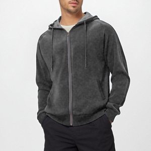 Sudadera con Capucha Negra para Hombre, Cierre de Cremallera, Corte Regular, 100% Algodón Tejido, Estilo Casual para Otoño, Talla M - Product Image 6