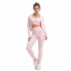 Athletic Wear Women's Clothes 2 Pieces Yoga Set Ladies <b>Workout</b> Sportswear Jogging <b>Jacket</b> Compression Pants Set Women - Product Image 2