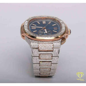 Montre de luxe plaquée or rose et argent sterling 925, entièrement sertie de diamants Moissanite VVS, style Hip Hop, automatique, pour homme - Product Image 2