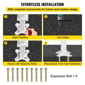 Kit Ringhiera per Scale da Esterno in Alluminio da 1,5 m con Corrimano Bianco ad Angolo Regolabile, Dispositivi di Assistenza per Anziani - Product Image 6
