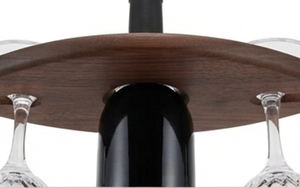 Porte-bouteilles à vin ovale en bois élégant avec supports à verres, design minimaliste pour le rangement dans le salon - Product Image 3