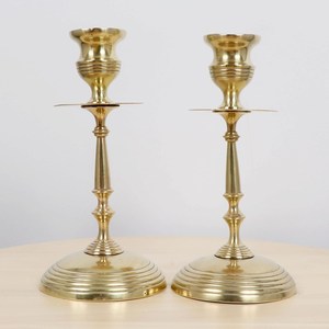 Antique <b>Brass</b> Candle Holders Modern Candle Stand for Home Decor Elegant Multicolor Heat Resistant Candle Holder Set of 2 - Product Image 2