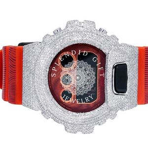 Splendid Gift Jewelry Digital Sport Watch Silver Case <b>Red</b> Silicone Band 43mm Quartz Movement Water Resistant Men's Watch - Product Image 6