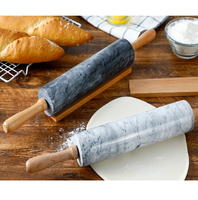 Rouleau à pâtisserie en marbre multi-usages avec manche en bois pour hôtel, restaurant, pizza, chapati – Outil de cuisson en gros