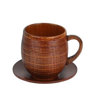 Taza de Café de Madera Premium con Platillo, Taza de Té de Madera Natural, Vaso Ecológico, Juego de Café Rústico, Vajilla al por Mayor - Product Image 4