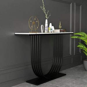 Mesa Consola Moderna de Metal, Mesa de Entrada Contemporánea con Base Curva en Forma de U para Sala de Estar, Pasillo, Decoración del Hogar - Product Image 4
